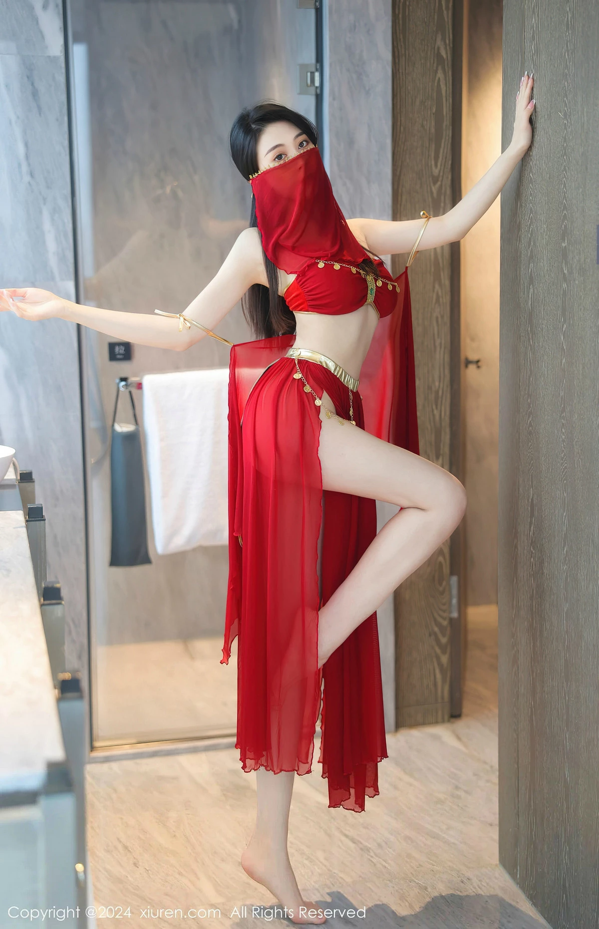 秀人集.com_[XiuRen秀人网]No.8420_模特清妙异域舞娘装扮性感红色舞裙秀曼妙身姿修长美腿迷人写真93P