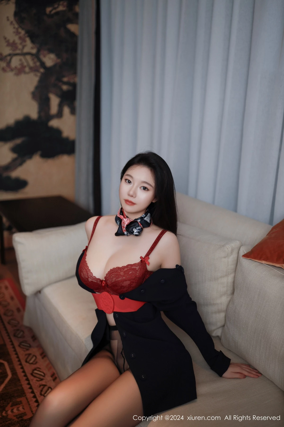 秀人集.com_[XiuRen秀人网]No.8942_模特安然anran性感空姐制服露红色内衣配超薄黑丝撩人诱惑写真79P