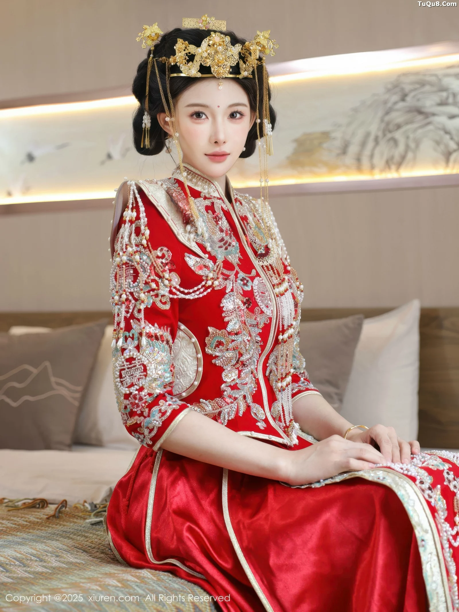 秀人集.com_[XiuRen秀人网]No.10742_模特梨霜儿性感红色新娘服饰配肉色丝袜秀丰腴身材迷人诱惑写真84P